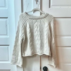 Universal Thread Cable-knit Crop sweater | Oatmeal | Size Large